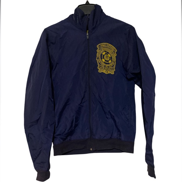 Johnny Cupcakes Men’s Blue Yellow Logo Full Zip Windbreaker Jacket - Size S - Picture 2 of 6